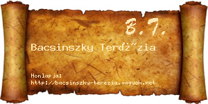 Bacsinszky Terézia névjegykártya